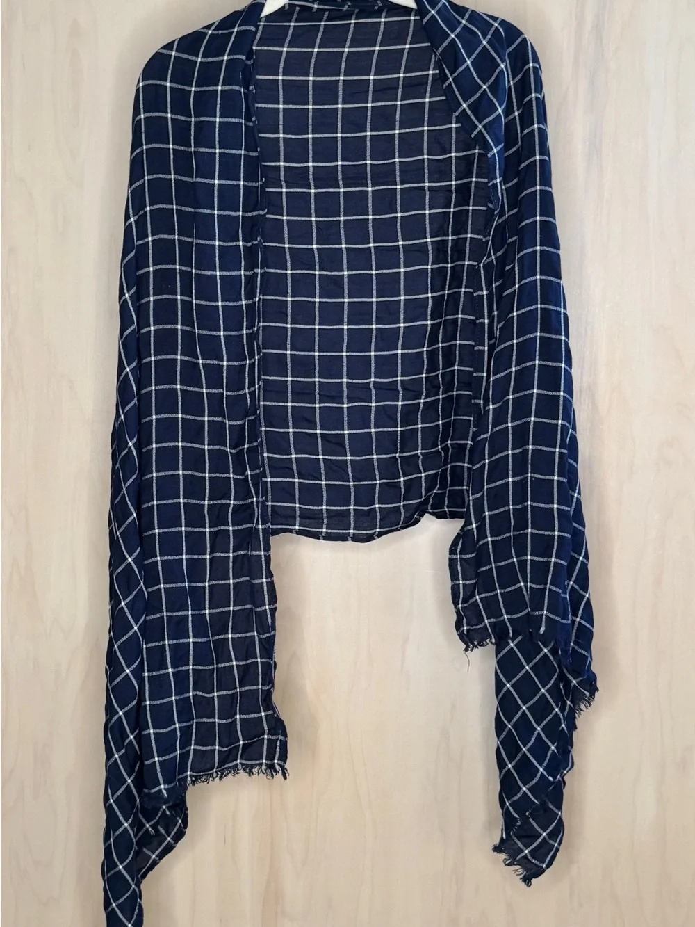 Charming Charlie Navy & White Windowpane Scarf Wrap